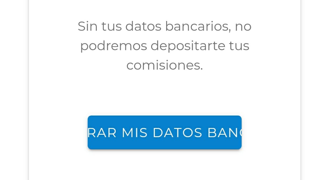 Da clic en el botón azul para compartir tus datos bancarios